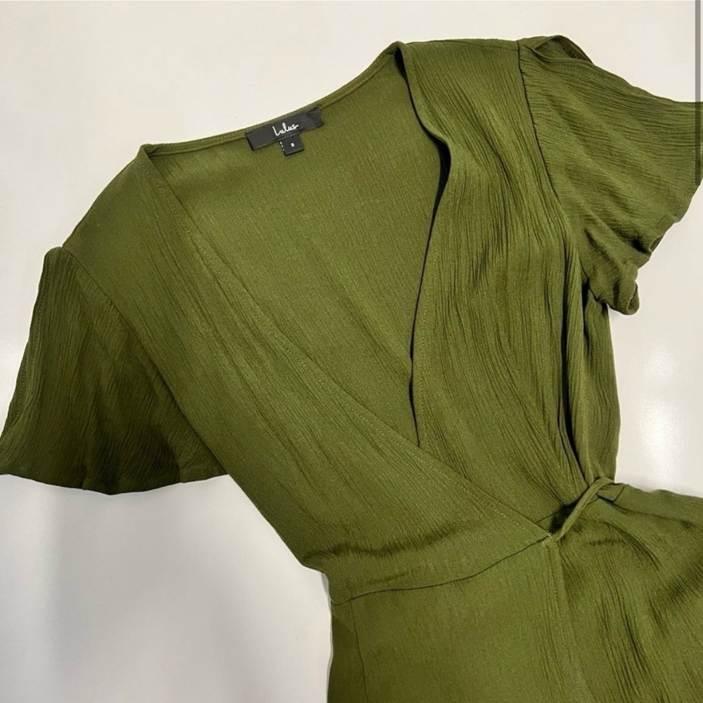 Lulu’s Harbor Point Wrap Dress in Olive Green - Picture 5 of 11